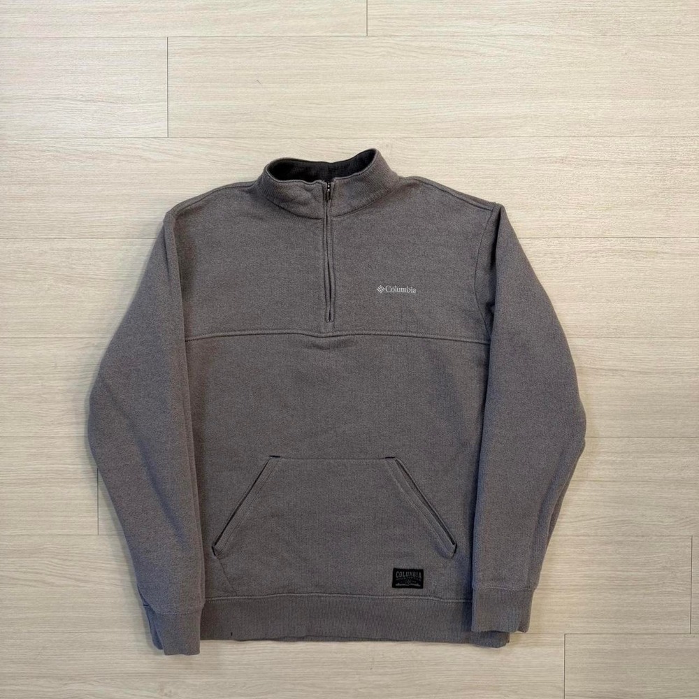 Columbia Sportswear Kangaroo Pocket Grey Quarter Zip Pullover Sweater Mens Large